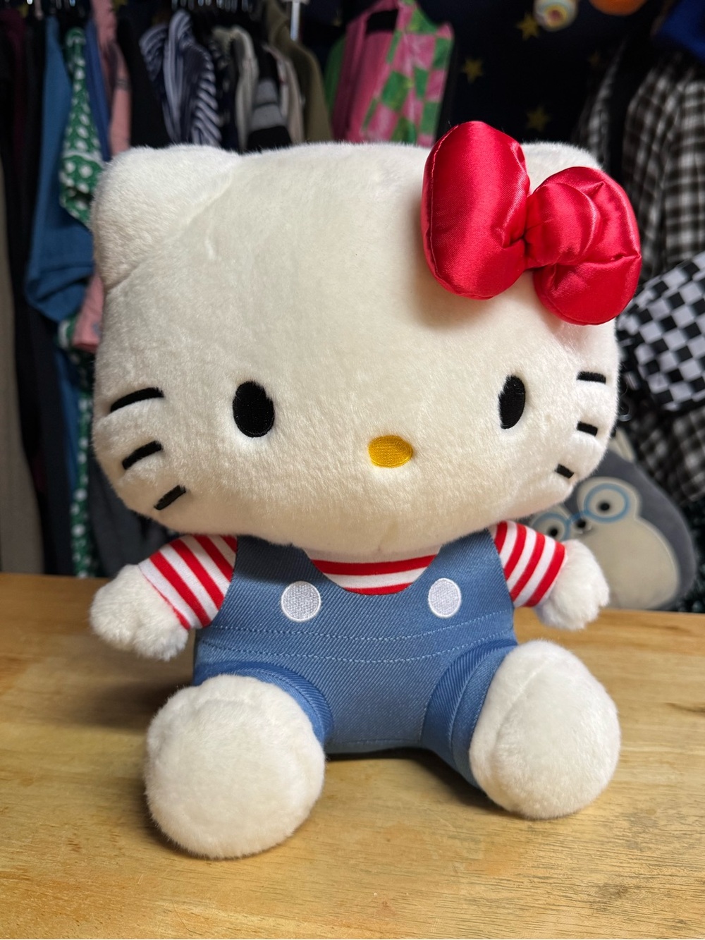 Hello Kitty Plush Toy - White with Red Bow and Blue Outfit